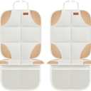 SMART ELF Car Seat Protector, 2Pack Seat Protector Protect Child Seats with Thickest Padding and Non-Slip Backing Mesh Pockets for Baby and Pet,Sedan SUV Truck (Beige Brown) (2PS)
