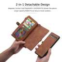 2 x Simicoo Pixel 8 Wallet case, Pixel 8 Flip Leather case Card Slots Holder Zipper Purse Detachable Magnetic Cover Hand Strap Cash Pocket Pouch Wallet for Woman Man (Brown)