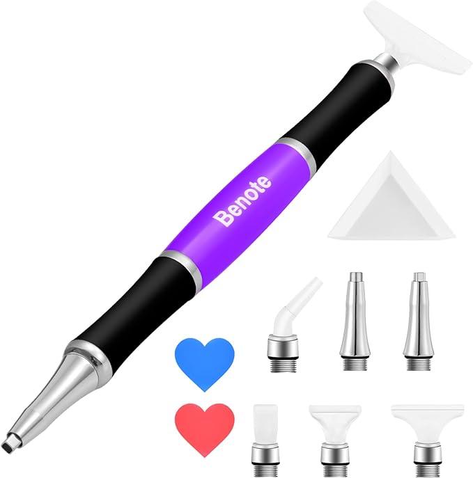 benote Ergonomic Diamond Art Painting Pen, Upgrade Dual Rubber Metal Screw In Tip Round And Square Drill Pen for DIY Craft 5D Diamond Paint - B10 Purple benote Ergonomic Diamond Art Painting Pen, Upgrade Dual Rubber Metal Screw In Tip Round And Square Drill Pen for DIY Craft 5D Diamond Paint - B10 Purple