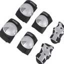 BOSONER Kids/Youth Knee Pads Elbow Pads Wrist Guards Set for 3-15 Years, Child Protective Gear Set for Roller Skates, Cycling, BMX Bike, Skateboard, Inline Skating, Scooter Riding Sports (Silver Black)