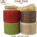 32Yards 2-1/2'' Christmas Ribbon Wired for Gift Wrapping, Burlap Ribbon Rolls in Spring Green Scarlet Dark Brown Khaki, Prefect Wired Ribbon for Christmas Tree Gift Wrapping Bows Wedding.