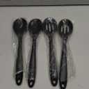 Boao 4 Pcs Silicone Spoons for Cooking 10.6 Inch Large Nonstick Serving Spoons Heat Resistant Slotted Spoon for Mixing & Stirring Kitchen Cooking Utensils, Dishwasher Safe(Black)