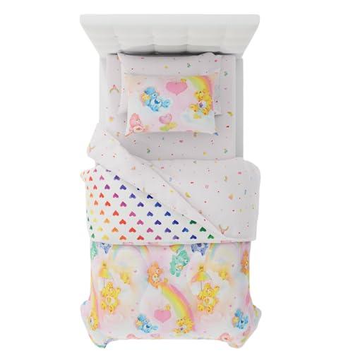 Care Bears Classic Retro Rainbow Bedding 2 Piece Super Soft Comforter and Sheet Set with Sham, Twin, (100% Official Licensed Product) by Franco Collectibles, Size 64 x 86