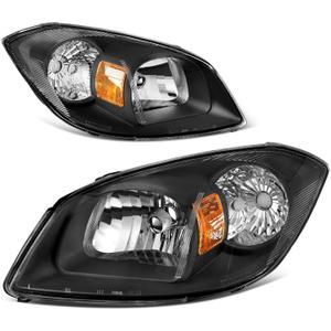 AUTOSAVER88 Headlights Assembly Compatible with 2005-2010 Chevy Cobalt/ 2005-2006 Pontiac Pursuit/ 2007-2009 Pontiac G5 Black Housing Amber Reflector Clear Lens