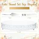 Wenqik 16 Inch White Cake Stand Set Metal Round Cupcake Dessert Stand with Cake Cutting, Flower Spatula Wedding Cupcake Pastry Display Candy Holder Display for Wedding Party Birthday Baby Shower