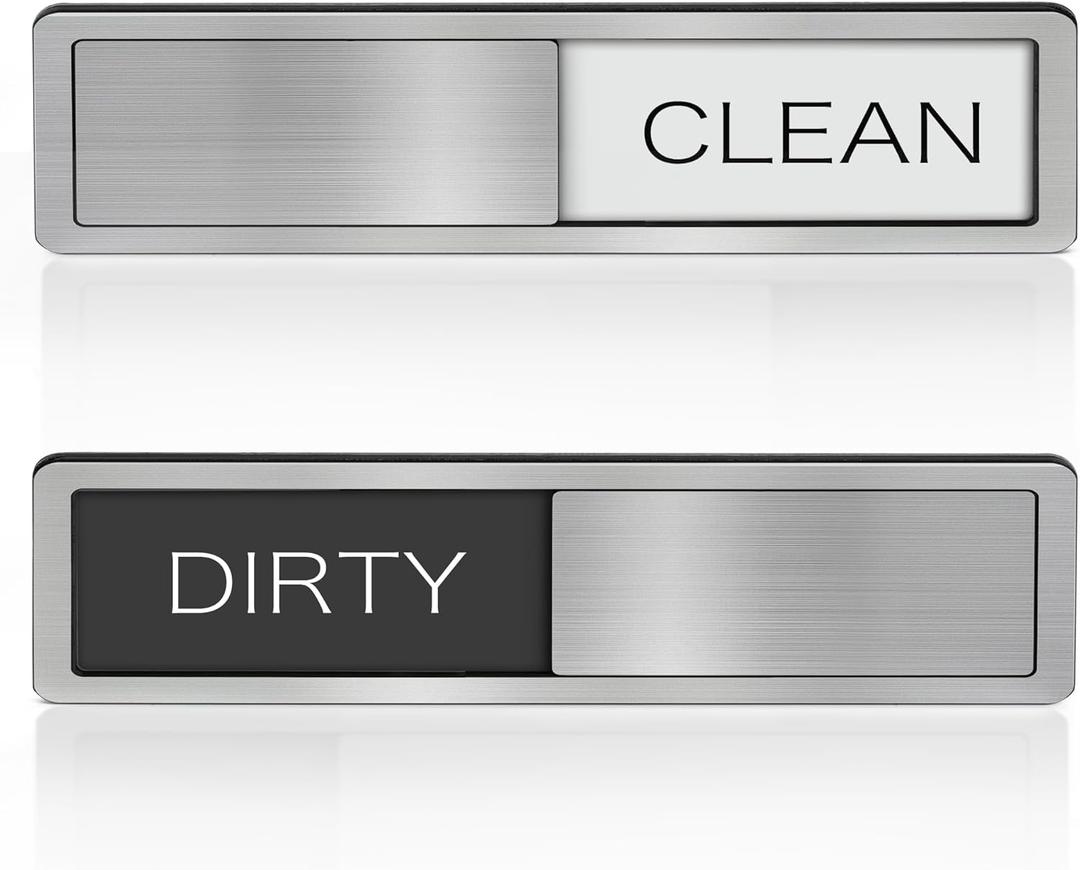 Dishwasher Magnet Clean Dirty Sign - Stainless Steel Dishwasher Magnetic Sign - Clean & Dirty Dishwasher Slider Easy to Indicator - Kitchen Gadgets