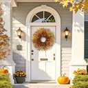 Fall Wreaths for Front Door 24 Inch Large Artificial Autumn Wreath with Eucalyptus Leaves Harvest Thanksgiving Indoor Outdoor Decor Porch Window Wall Farmhouse Rustic Hanging Door Decorations