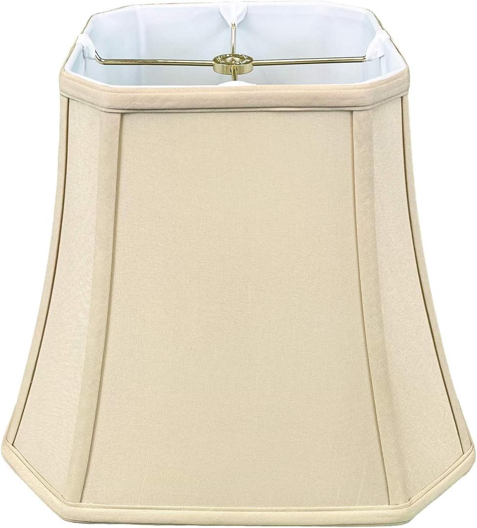 Royal Designs, Inc. BSO-705-16BG Square Cut Corner Bell Basic Lamp Shade, 9 x 16 x 13, Beige