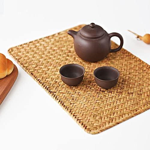6 Pack Rectangular Woven Placemats, Rattan Wicker Table Mats, 17" x 12", Natural Seagrass Place Mats for Dining Table (Set of 6)