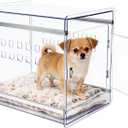 Dog Crate Furniture, Clear Indoor Dog Kennel for Small to Medium Dog, Durable Crack-Resistant PC Polycarbonate Pet Kennel, Lockable & Ventilated, Modern Dog Crate End Table,21.6"Lx15.7"Wx17.7"H