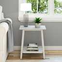 Plank+Beam Mid Century Modern Rectangular Side Table, with Shelf, White, 16.25" End Table with Shelf