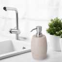 Clasin Home Sandstone Textured Resin Soap Dispenser with Metallic Pump and Waterproof Bottle Labels for Bathroom Kitchen Dish Hand Wash Shower Lotion Shampoo, 12 Oz, Beige