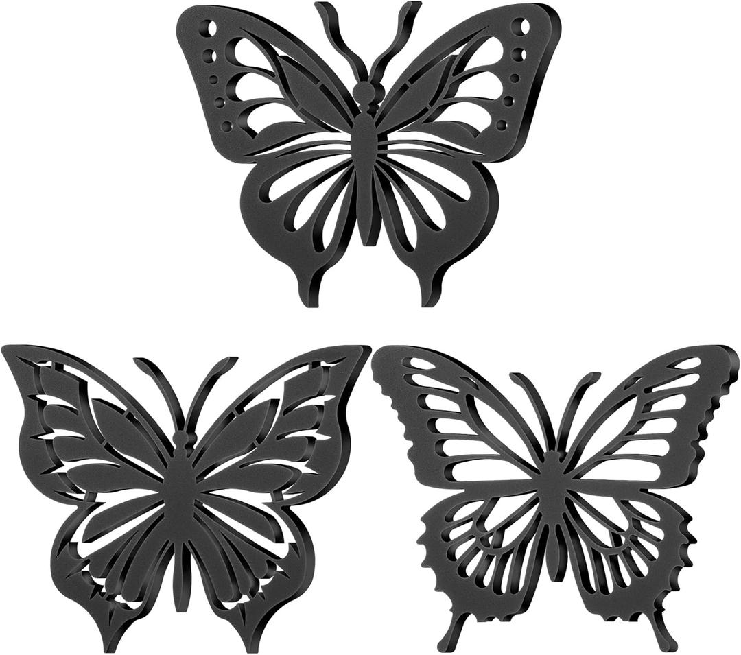 Reallnaive 3 Pcs Cast Iron Trivets for Hot Dishes 8 Inch Butterfly Cast Iron Trivets for Dutch Oven Wood Stove Pots and Pans Hot Pan Holder Dutch Oven Accessories for Pans Pots Dishes or Teapot