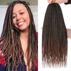 14 Inch Box Braids Crochet Hair 144 Strands Pre-looped Knotless Medium Box Braids 8 Packs 3X Bohemian Braiding Hair Extensions Synthetic Crochet Hair for Women (T30#)