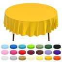 CXPSINC 2 Pack Premium Disposable Plastic Tablecloth 84" Round Table Cover for Birthdays Weddings Christmas Anniversary (Yellow)