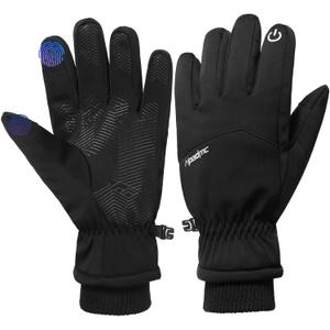 Winter Gloves Men Women, Waterproof Windproof Touchscreen Thermal Glove for Cold Weather Driving, Running Cycling Hiking, M/L/XL (Black, M)