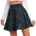 WDIRARA Women's Y2k Cheer High Waist Mini Pleated Plaid Skirt (Green, S)