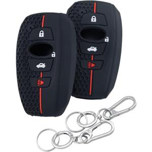 2Pcs 4 Buttons Silicone Smart Key for Cover for 2014-2021 2022 2023 2024 Subaru Outback Legacy Impreza Forester XV Ascent Impreza Crosstrek BRZ WRX Sti (Black)