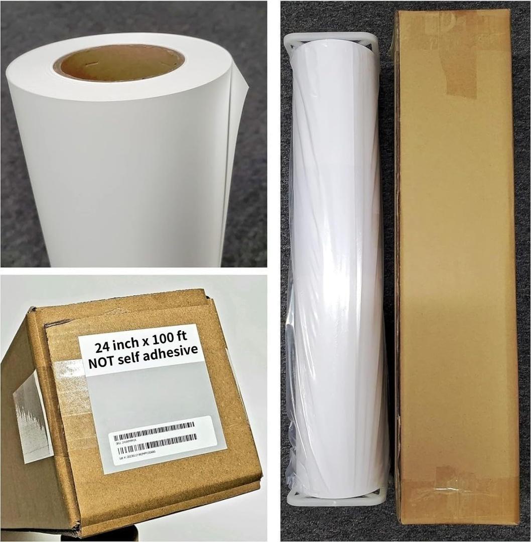 RCdepot1-1 x 24 inch x 100 ft Matte Polypropylene Banner roll (NOT self adhesive) film poly Vinyl Waterproof 2 inch core, Wide Format Inkjet print poster signs pvc