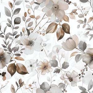 Floral Wallpaper Peel and Stick Vintage Gray Leaf Self Adhesive Removable Contact Paper for Nursery Bedroom Mural Wall Decorative 17.7''x236''