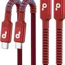 USB C to C Cable 10FT, 2Pack USB C Charger Cable, Long Type C Fast Charging Cable Nylon Braided USBC Charger Cord Compatible with iPhone 17/16/15/Pro/Plus/Pro Max/Samsung Galaxy S23/LG and More-Red