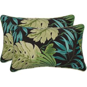 Pillow Perfect Outdoor/Indoor Pillows, Lumbar - 11.5" x 18.5", Green Tropique Peridot, 2 Count
