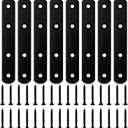 8PCS 5.00 x 0.75 Black Straight Flat Brace, Stainless Steel Sturdy Bracket, Metal Strap for Wood Furniture Chair with 32PCS Screws