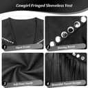 FunMular Western Outfit for Women Cowgirl Outfit Costume Accessories Cowboy Hat Fringe Vest Earring Bandana for Halloween (L)