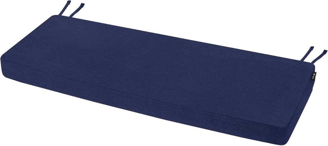 Favoyard Outdoor Bench Cushion 42 x 16 Inch Rainproof Patio Furniture Cushions 3-Year Color Fastness Garden Settee Porch Pads with Ties, Blue
