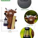 Highland Cow Statue for Garden Decor: Outdoor Welcome Cattle Lantern Decoration for Yard Lawn Balcony Patio Ornament - Gifts for Mom Women Grandma(Brown)