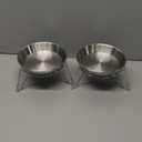 Elevated Cat Bowls,6.7" Extra Wide Raised Stainless Steel Cat Food Bowls with Anti-Slip Metal Stand Whisker Friendly Water Dishes for Indoor Cats and Small Dogs-2pack