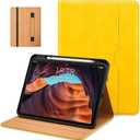 DTTO for iPad (A16) 11th Generation Case 11 Inch 2025, iPad 10th Generation Case 10.9 Inch 2022, Premium Leather Business Folio Stand Cover with Pencil Holder - Auto Wake/Sleep, Yellow