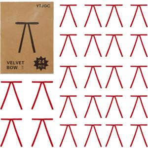 2 x 24 Pcs Red Velvet Ribbon Christmas Tree Bows Bow Tree Topper Door Garland Decor Vintage Wreath Bow Velvet Bows Ornaments for Christmas Trees Gifts Party Door Garland Wreath Deco (Red)