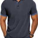 HMIYA Polo Shirts Men Cotton Blend Pique Short Sleeve Tops, Steel Grey, XL