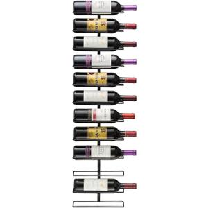 Sorbus Wall Mount Wine Rack – Holds 12 Bottles – Black Metal Wine Bottle Holder for Wall, Modern Wine Rack for Home Bar, Kitchen