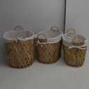 Household Essentials Round Wicker Laundry Basket with Handles, Whimsical Water Hyacinth Basket, Supportive Metal Frame, Removable Polyester Liner, Handwoven, Well-Structured and Versatile, Natural