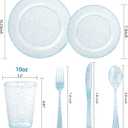 Rubtlamp 180Pcs Blue Glitter Dinnerware Set(30 Guests), Blue Plastic Plate With Gitter Disposable Silverware, Gitter Plate Set Include 30Dinner Platos, 30Dessert Platos, 90Cutlerys, 30Cups for Party