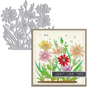 Flower Leaves Metal Cutting Dies for Card Making, Floral Background Die Cuts Carbon Steel Embossing Stencil Template Cutting Tools for DIY Scrapbooking Paper Card Photo Album Craft Supplies