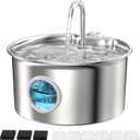 Stainless Steel Cat Water Fountain: Cat Fountain with 6 Filters + 3 Sponges - 88oz/2.6L Pet Water Fountain for Cats Inside - Silent Cats Water Bowl Dispenser - ATMZIQXR Kitty Drinking Fountains