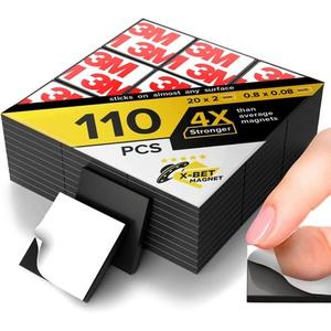 Hyper-Sticky Magnets with Adhesive Backing - Strong Magnetic Squares for Whiteboard, Fridge, Crafts -Easy to Cut Stickers for Planning and Organization 40 PACK