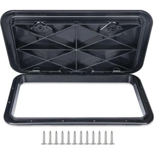 smartmarine 24"x14" Marine Boat Deck Hatch Cover,Boat Access Hatch & Lid, 2pcs Hatch Handles Lock.Black/White, 24"*12"
