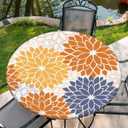 Round Tablecloth with Elastic Edge, 36-60Inch Waterproof Table Cloth for Dinner, Outdoor, Picnic, 60inch, Geometry