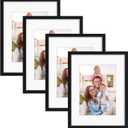Giftgarden Black 8.5x11 Picture Frame Set of 4, Matted to 6x8 Picture or 8.5 x 11 Inch Certificate Award Document without Mat, Wall and Tabletop Display