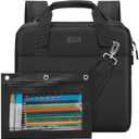 Realove 3 Inch 3 Ring Zipper Binder with Double Shoulder Strap & Handle - 3” D-Ring Binder with Zipper with Multi-Pocket (for 13” Laptop & Tablet and Smaller) for School-Black(Pen not Included)