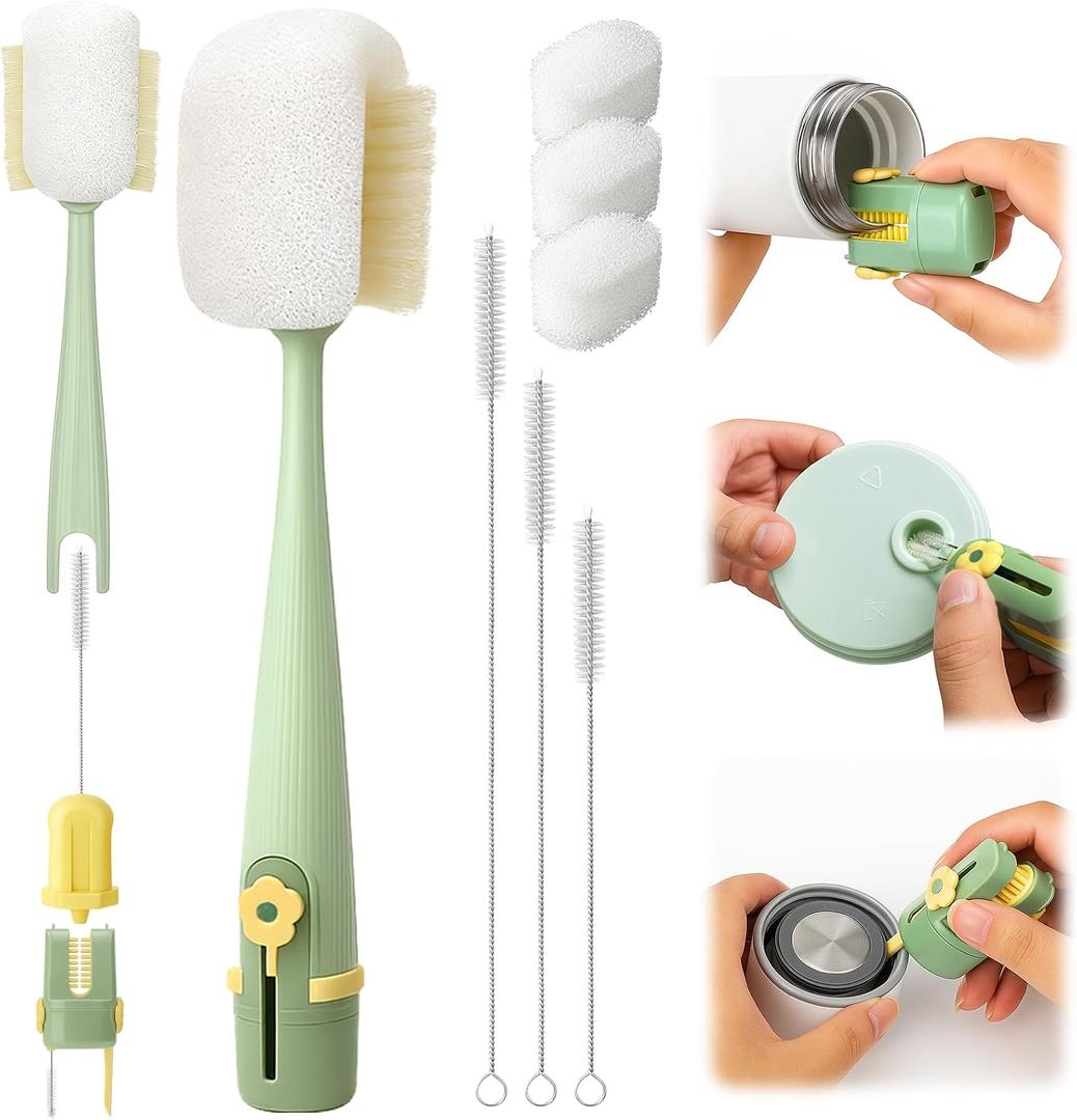 Palksky 5 in 1 Water Bottle Cleaning Brush Set, Multifunctiona Brush and Straw Cleaner for Owala/Stanley/Hydro/Yeti/Simple Modern Cup Accessories