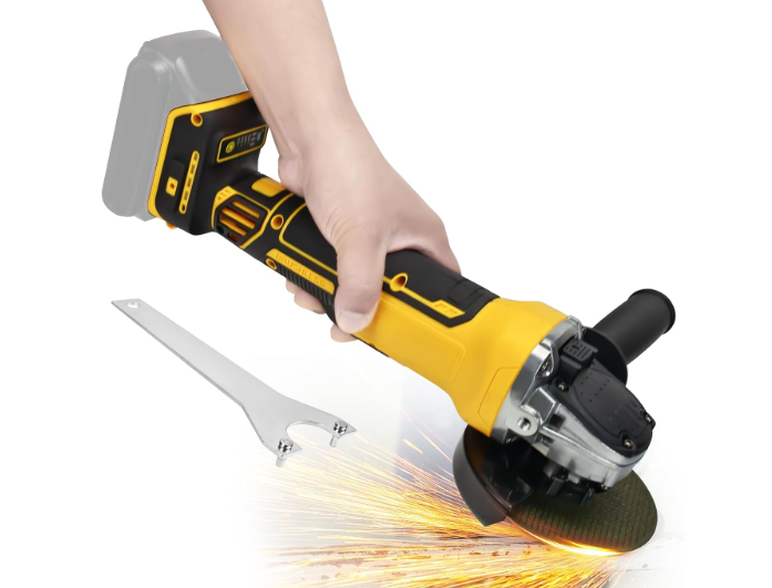 Cordless Angle Grinder for Dewalt 20v Batteries, 6600RPM Brushless Electric Grinder, 4 Variable Speed Metal Grinder for 4.9''Wheels with Adjustable Auxiliary Handle for Cutting, Polishing（No Battery)