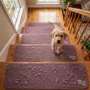 Stair Treads for Wooden Steps Indoor, Rugs Runners for Kids and Pets, 8" X 30" (15Pack) Stair Carpet Treads with Reusable Non-Slip Silicone Particles Backing, Machine Washable, Dusty Rose