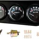 52mm 3 in1 Car Meter Auto Gauge Kit(8-16V Volt Meter +100-250 Water Temperature Gauge+ 0-100 psi Oil Pressure Meter) Triple Auto Dashboard Gauge Set with Black Console for 12V Cars