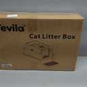 Extra Large Stainless Steel Litter Box with Lid, High Sided Enclosed Metal Cat Litter Pan, Dog Proof Front Entry Top Exit, Odor Control Easy Clean Leak Proof, Includes Mat, Scoop & Step, Black