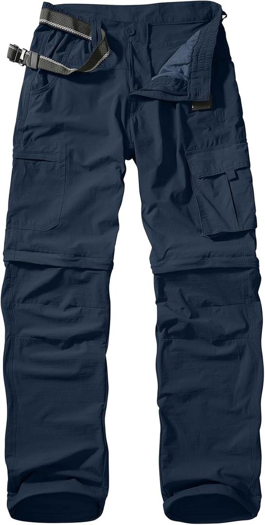 Men's Hiking Pants Convertible Quick Dry Zip Off Fishing Travel Safari Pants (32, 225 Blue)